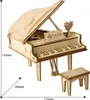 A 3D wooden model of a grand piano with a bench and a small vase of flowers. Podgląd zdjęcia produktu