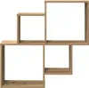 A wooden wall shelf unit with multiple compartments. Produktbild-Vorschau