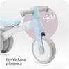 Close-up of a blue and white children's balance bike. Voir les images du produit