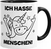 Einhorn Spruch - Ich hasse Menschen Kaffee-Tasse Trend Produktbild-Vorschau 1