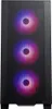 A black computer case with three illuminated RGB fans on the front. Produktbild-Vorschau