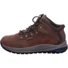 A side view of a brown waterproof hiking boot. Voir les images du produit
