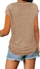 ASKSA Damen Sommer T-Shirt Reißverschluss Kurzarm Tunika Produktbild-Vorschau 2