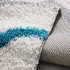 Wohnzimmer Teppich Hochflor Shaggy  Deko kariert streifen Produktbild-Vorschau 3