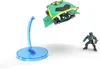 A toy glider and a toy soldier are displayed on a white background with a blue display stand. Náhled obrázku produktu