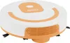 A white and orange robotic vacuum cleaner is shown from a diagonal angle against a white background. Produktbild-Vorschau