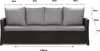 A product shot of a sofa with dimensions indicated by measurement lines and text. Anteprima dell’immagine prodotto
