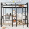 A loft bed with a desk and shelves in a child's room. Náhľad obrázku produktu