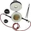 A metal melting furnace with accessories, including two crucibles, a torch with hoses and regulator, and tongs, set against a white background. Náhľad obrázku produktu