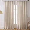 2er Set Boho Vorhang Beige Leinenoptik Gardinen für Produktbild-Vorschau 1