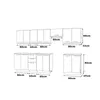A diagram showing the dimensions of a kitchen furniture set. Náhled obrázku produktu