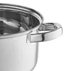 A close-up shot of the handle and rim of a stainless steel pot. Náhľad obrázku produktu