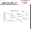 A line drawing of a sofa with dimensions indicated. Produktbild-Vorschau