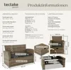 Product information and dimensions for a rattan garden furniture set. Náhled obrázku produktu