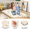 A woman and a baby are on a floor mat with a bear pattern. There are three smaller images below showing details of the mat. Produktbild-Vorschau