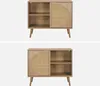 Two images of a wooden sideboard with a rattan door, presented against a light gray background. Anteprima dell’immagine prodotto