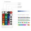 A remote control for LED lights with various functions labeled. Produktbild-Vorschau