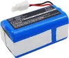 A close-up of a blue lithium-ion battery pack with a white connector and wires. Produktbild-Vorschau