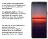 A smartphone with a screen protector applied, next to descriptive text about the product. Produktbild-Vorschau