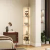 LED Standleuchte, Eckregal, dimmbar, 4 Ablagen, warmweißes Produktbild-Vorschau 2