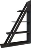 A dark gray, modern bookshelf with an angled frame and four shelves, presented against a white background. Náhled obrázku produktu