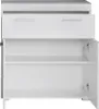 An open white cabinet with two shelves and a drawer at the top. Anteprima dell’immagine prodotto