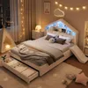 Kinderbed 140x200 cm, beige, gestoffeerd huisbed met Productafbeelding-voorbeeld 2