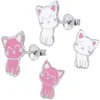 Ohrstecker Katze: bunte Kinderohrringe Silber 925 Weiß Produktbild-Vorschau 2