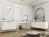 A modern living room with white furniture and gold accents. Produktbild-Vorschau