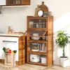 COSTWAY 4-stöckiges Bücherregal mit Türen, 140 cm hohes Produktbild-Vorschau 3
