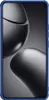 A close-up, front-facing view of a blue smartphone case with a dark, abstract background. Produktbild-Vorschau
