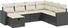 vidaXL 7-tlg. Garten-Sofagarnitur mit Kissen Schwarz Poly Produktbild-Vorschau 1