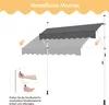 An illustration showing how to adjust an awning using a hand crank, with two different awning positions depicted. Produktbild-Vorschau