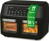 A black dual-chamber air fryer is shown with food inside both chambers. Produktbild-Vorschau