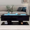 okwish Hochglanz Couchtisch Kaffeetisch mit Zwei Schubladen Produktbild-Vorschau 2