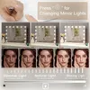 A collage of images showing a makeup mirror with lights and different lighting effects on a person's face. Podgląd zdjęcia produktu