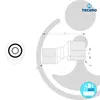 Technical drawing of a plumbing fitting with dimensions and branding. Produktbild-Vorschau