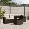 5-tlg. Garten-Sofagarnitur mit Kissen Braun Poly Rattan Produktbild-Vorschau 2