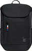 A black backpack is shown from the front against a white background. Produktbild-Vorschau