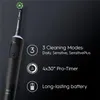 A black electric toothbrush with feature callouts. Podgląd zdjęcia produktu