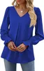 ASKSA Damen Bluse V-Ausschnitt Chiffon Plissee Produktbild-Vorschau 4