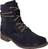 A single blue suede boot with brown laces is shown against a white background. Podgląd zdjęcia produktu