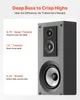 A close-up of a speaker with text describing its features. Produktbild-Vorschau