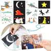 A collage of illustrations and a photograph of an elderly couple, with a hand placing a stencil onto a fabric surface. Voir les images du produit