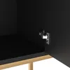A close-up view of the interior of a black cabinet with a gold frame, showing a hinge mechanism. Produktbild-Vorschau
