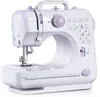 A white and purple electric sewing machine is shown from a front-side angle on a white background. Produktbild-Vorschau