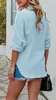 ASKSA Damen Bluse Knöpfe Langarm Oversize Hemden Tunika Produktbild-Vorschau 2