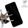 A black smartphone screen protector is shown next to a set of keys, with a graphic indicating scratch resistance. Produktbild-Vorschau