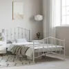 A white metal bed frame with a headboard and footboard is shown in a bedroom setting. Produktbild-Vorschau