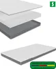A layered diagram of a mattress is shown above a complete mattress, with a quality seal at the bottom right. Produktbild-Vorschau